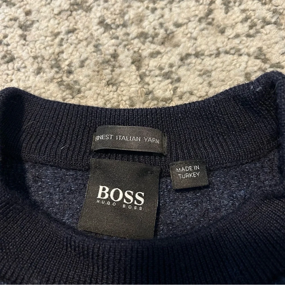 BOSS Hugo Boss Blue & Black Maurillo Regular-Fit Sweater Size Medium Kids